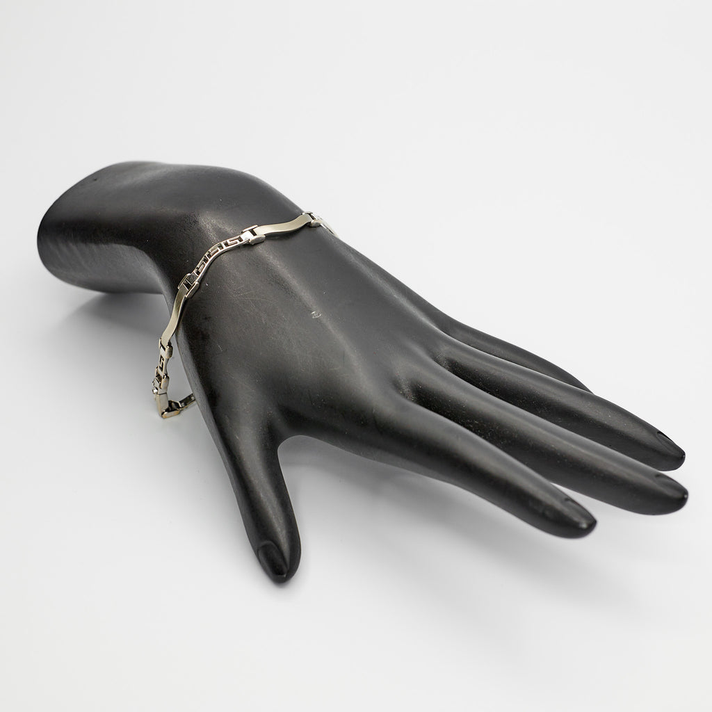 Fancy Design Link Bracelet (14K White Gold)