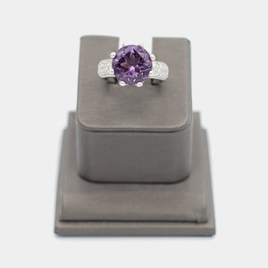 Pre-Owned 14k White Gold Ring w/ Purple Stone and Diamonds | B.G. Loan & Jewelry Co.