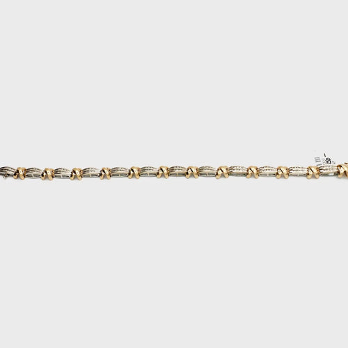 Pre-Owned 10K Gold/White Gold Diamond Dual Tone ‘X’ Bracelet - 7.25" | B.G. Loan & Jewelry Co. - B.G. Loan & Jewelry Co.