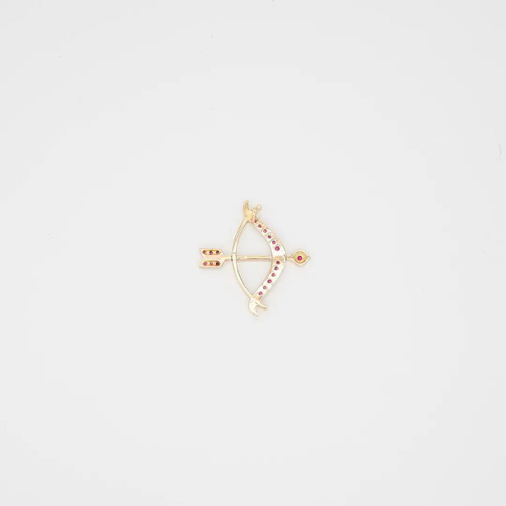 Pre-Owned 14K Gold Red Stone Bow and Arrow Pendant - 2" | B.G. Loan & Jewelry Co. - B.G. Loan & Jewelry Co.