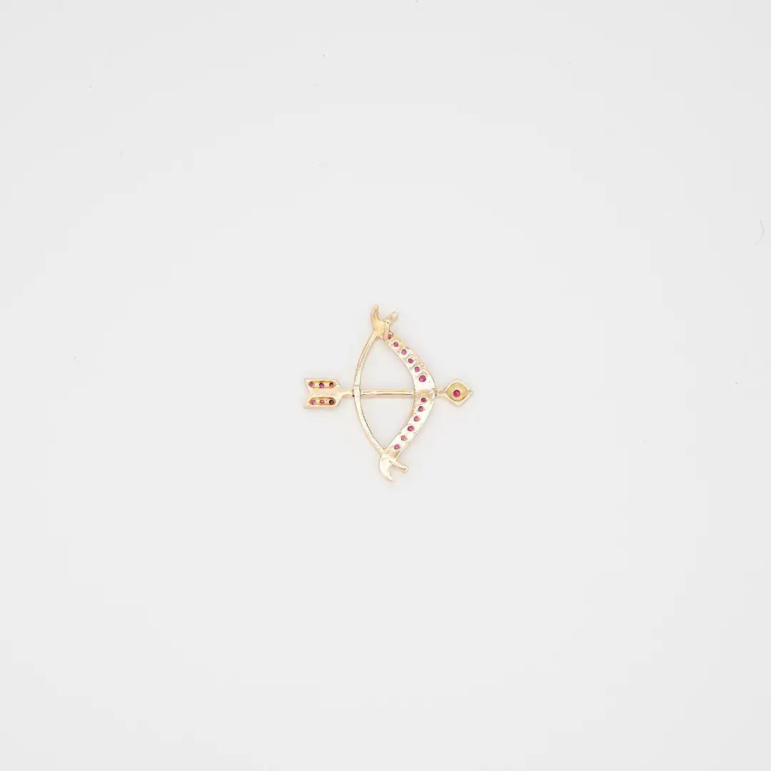 Pre-Owned 14K Gold Red Stone Bow and Arrow Pendant - 2" | B.G. Loan & Jewelry Co. - B.G. Loan & Jewelry Co.