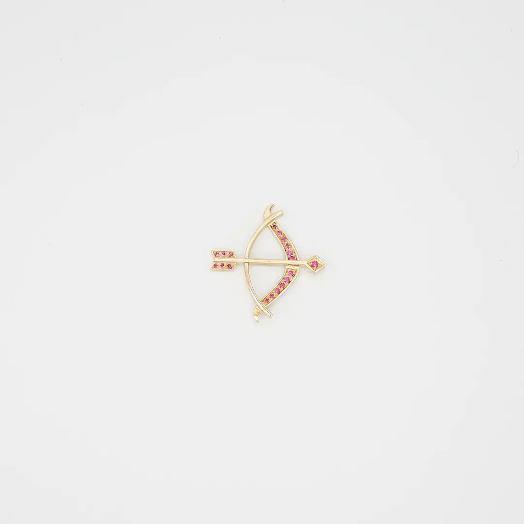 Pre-Owned 14K Gold Red Stone Bow and Arrow Pendant - 2" | B.G. Loan & Jewelry Co. - B.G. Loan & Jewelry Co.