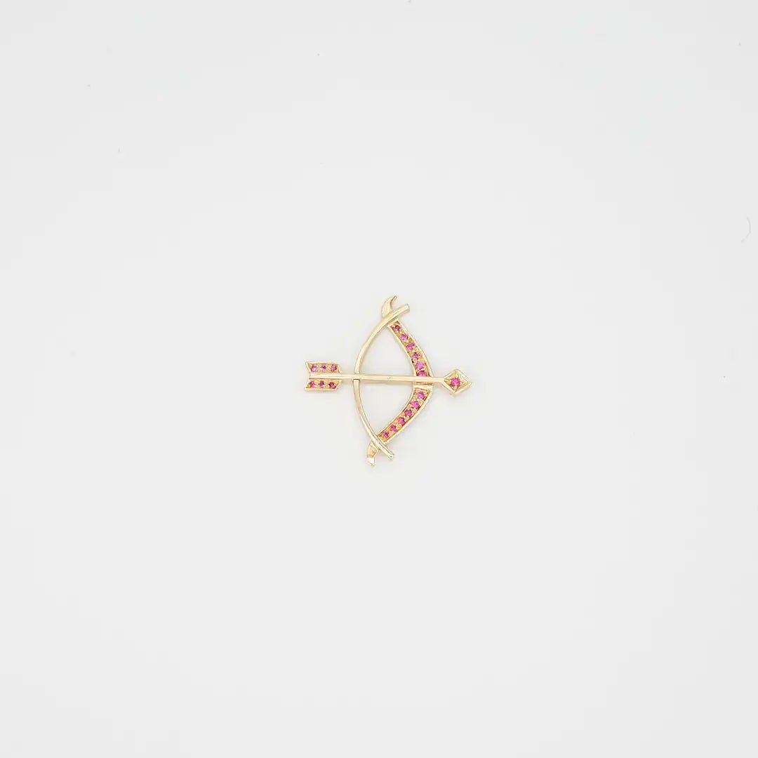 Pre-Owned 14K Gold Red Stone Bow and Arrow Pendant - 2" | B.G. Loan & Jewelry Co. - B.G. Loan & Jewelry Co.