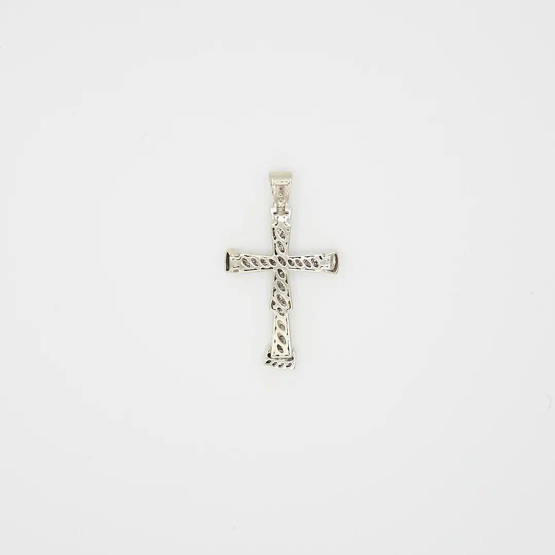 Pre-Owned 14K White Gold Diamond Cross Pendant - 3" | B.G. Loan & Jewelry Co. - B.G. Loan & Jewelry Co.