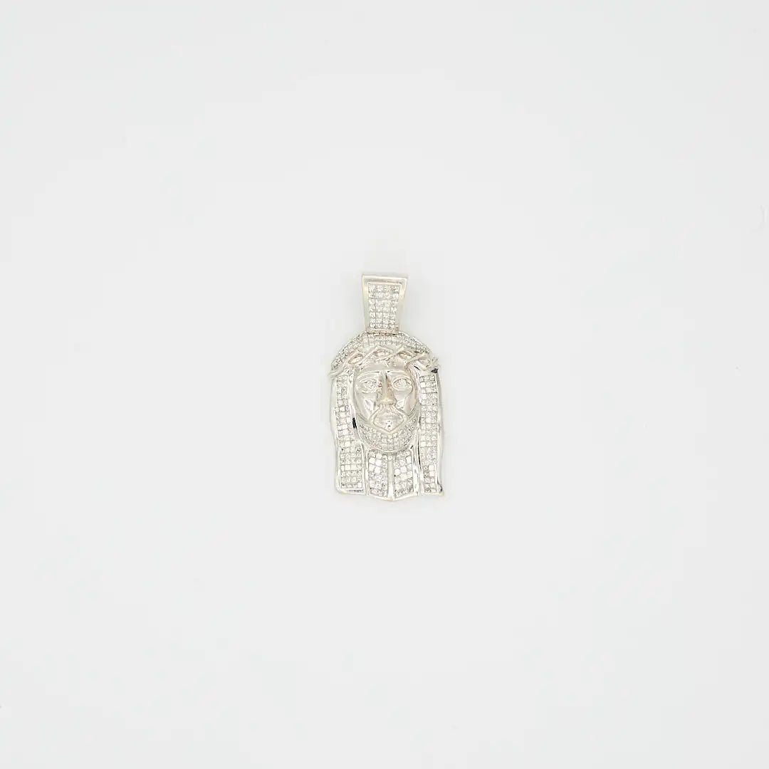 Pre-Owned 14K White Gold Diamond Jesus Pendant - 2.5" | B.G. Loan & Jewelry Co. - B.G. Loan & Jewelry Co.