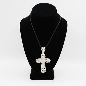 Pre-Owned 14K White Gold Diamond Large Cross Pendant - 3.5" | B.G. Loan & Jewelry Co.