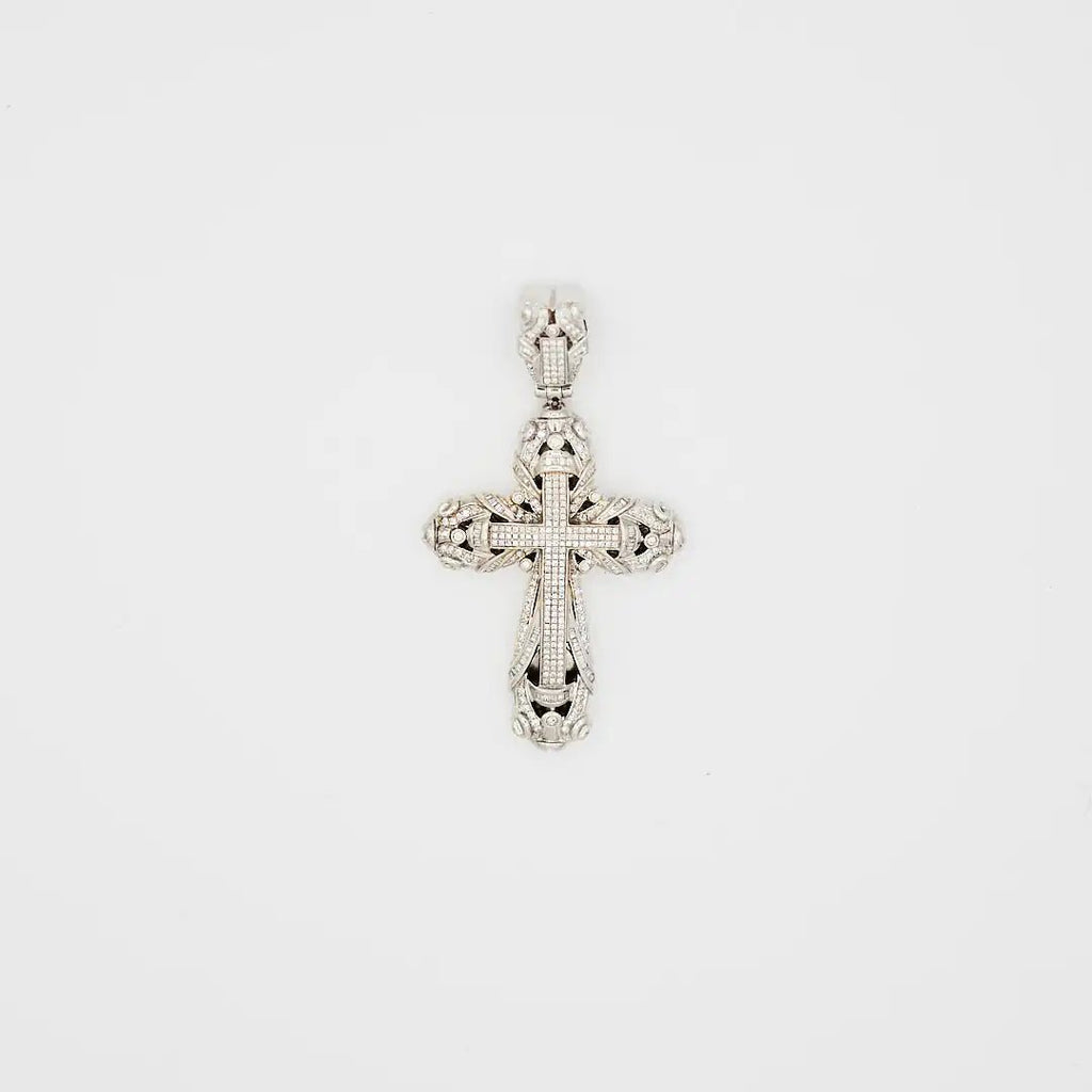 Pre-Owned 14K White Gold Diamond Large Cross Pendant - 3.5" | B.G. Loan & Jewelry Co. - B.G. Loan & Jewelry Co.