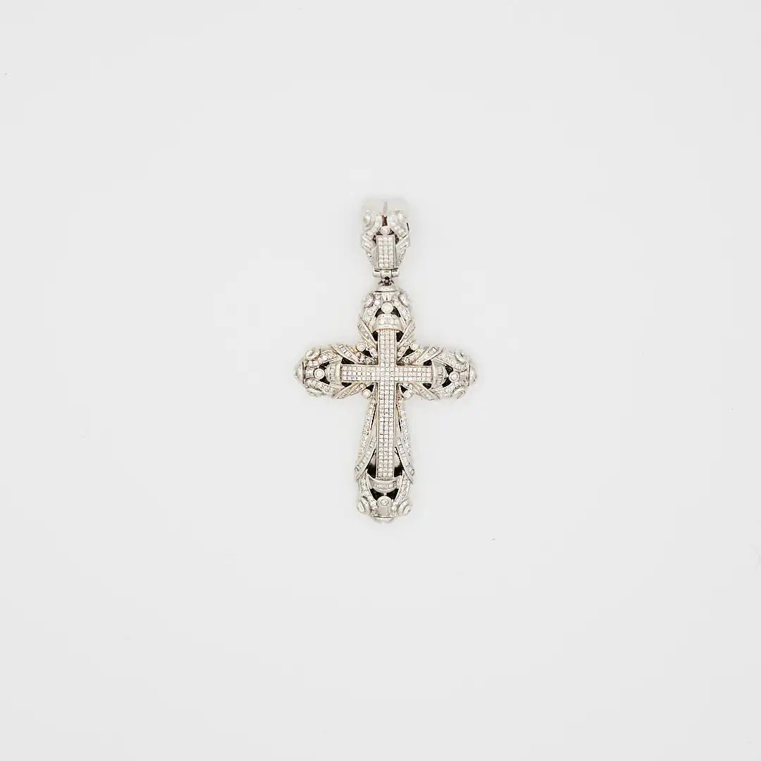 Pre-Owned 14K White Gold Diamond Large Cross Pendant - 3.5" | B.G. Loan & Jewelry Co. - B.G. Loan & Jewelry Co.