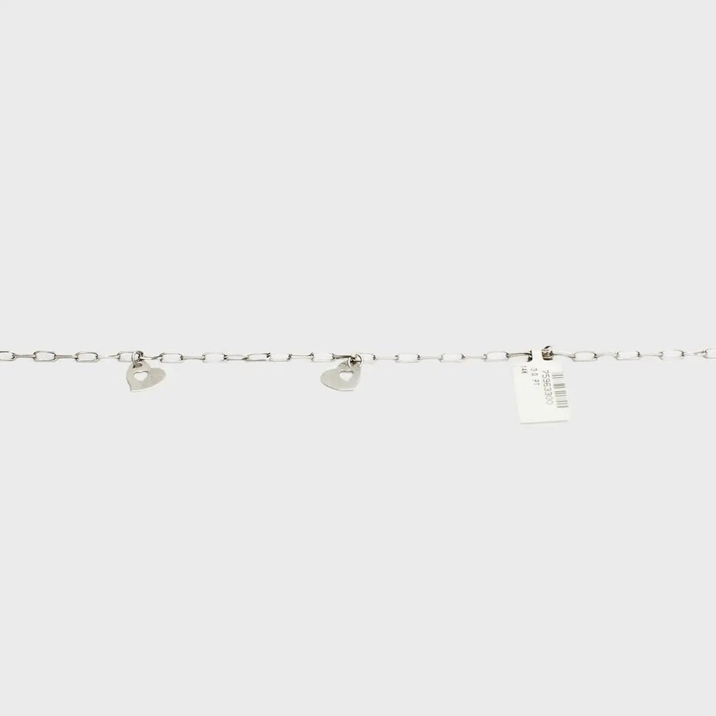 Pre-Owned 14K White Gold Heart Charm Bracelet - 9.25" | B.G. Loan & Jewelry Co. - B.G. Loan & Jewelry Co.