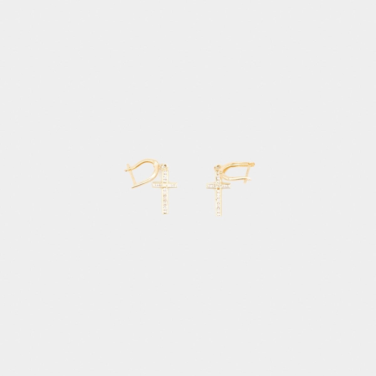 Pre - Owned 14K Yellow Gold Cross White Stone Drop Earrings - O/S | B.G. Loan & Jewelry Co. - B.G. Loan & Jewelry Co.