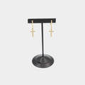 Pre - Owned 14K Yellow Gold Cross White Stone Drop Earrings - O/S | B.G. Loan & Jewelry Co. - B.G. Loan & Jewelry Co.