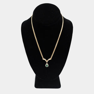 Pre-Owned 14K Yellow Gold White Diamond/Green Stone Necklace - 17.25" | B.G. Loan & Jewelry Co.