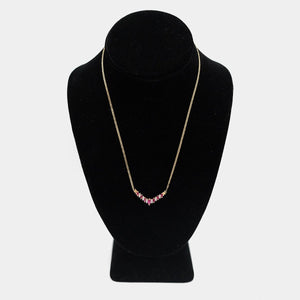 Pre-Owned 14K Yellow Gold White Diamond/Red Stones Necklace - 17.5" | B.G. Loan & Jewelry Co.