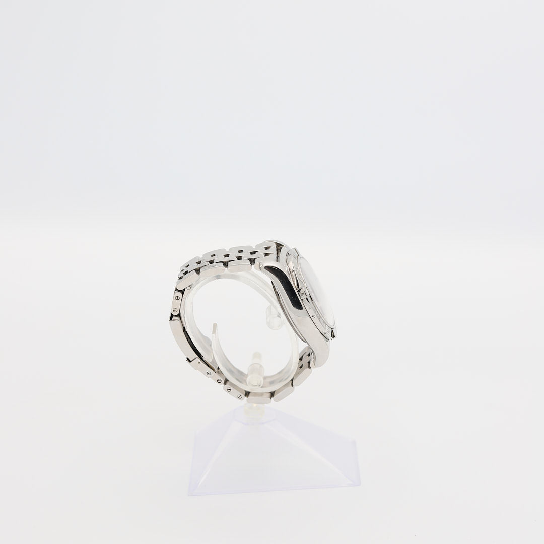 Left-side profile view of the Breitling Chronomat 44 stainless steel watch, highlighting the robust 44mm case thickness.