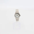 Verified pre-owned Cartier Santos Ronde Automatic watch (33mm case), showcasing the white dial, date window, and signature sapphire crown.