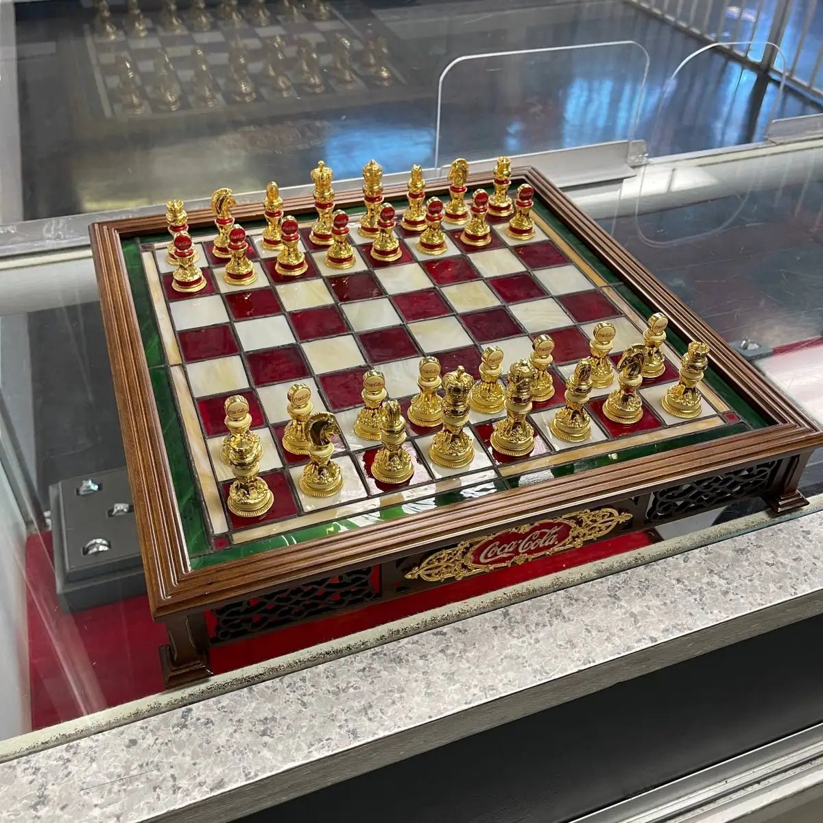 Pre-Owned Coca-Cola Stained Glass Chess Set by Franklin Mint | B.G. Loan & Jewelry Co. - B.G. Loan & Jewelry Co.